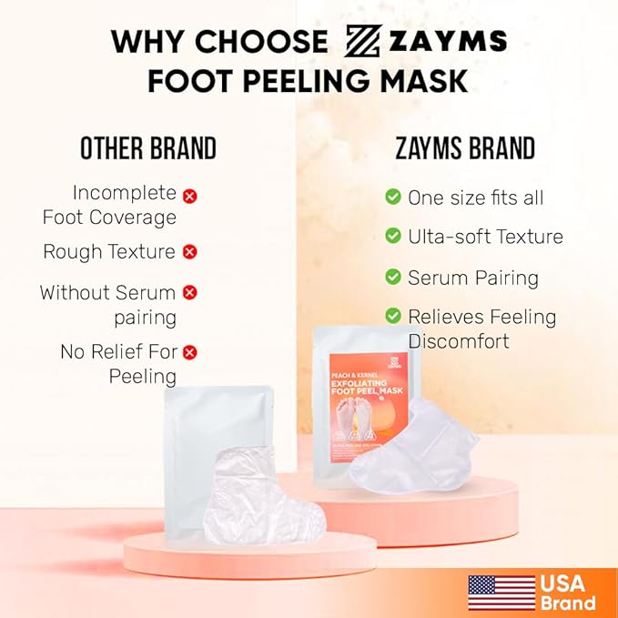 Foot Peeling Mask 5 Pack - Exfoliating Mask for Baby Soft Feet, Removes Dead Skin & Calluses, Repairs Cracked Heels, Natural Peel for Smooth, Soft Feet