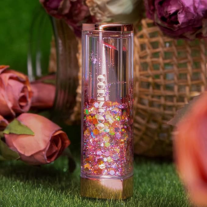 Sparkle Cute Lip Balm, Rose Red, Glittery, Moisturizing, Crayon