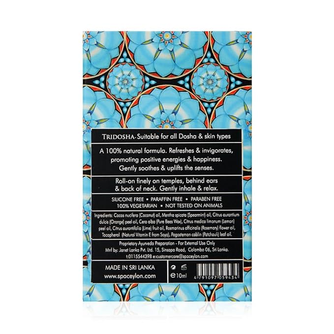 SPA CEYLON Happy Uplifting Balm Roll On | Naturally Refreshing & Revitalizing | Vegetarian | Ideal for All Skin Types