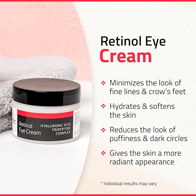 YEOUTH Retinol Eye Cream with Hyaluronic Acid, Hydrating Under Eye Cream for a Refreshed Appearance, Retinol Cream for Face, Eye Care 2oz