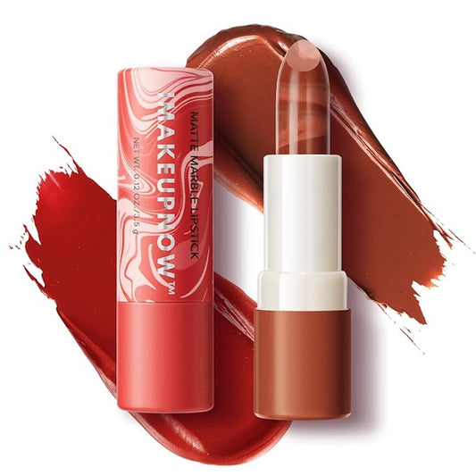 2PCS Marbled Matte Lip Stick Makeup - Velvety Finish | Naked-lip Feel, Full Coverage, D002+D004