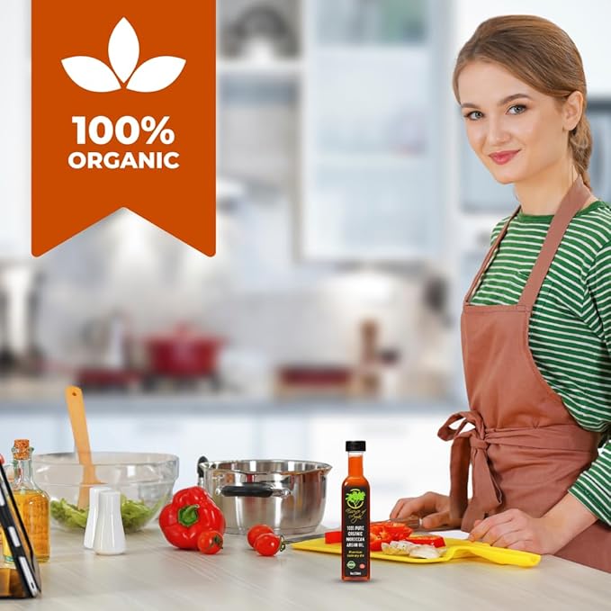 Essence of Argan Organic Moroccan Argan Oil for Cooking 8 Ounces - USDA Approved, Eco-Certified Organic Argan Oil with Rich Nutrients - Premium Culinary Oil & Keto Dressing with Toasted Nutty Flavor