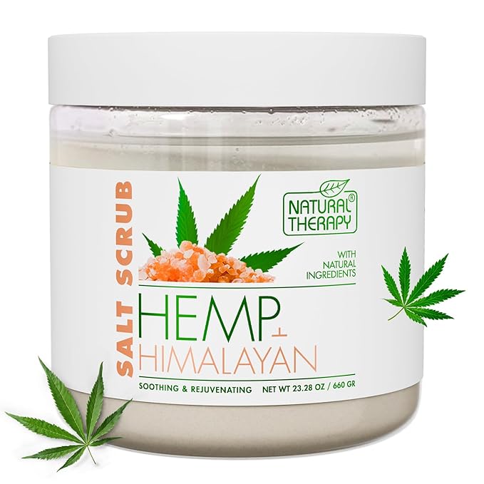 Natural Therapy Hemp & Himalayan Salt Scrub – Exfoliating Body Scrub for Women – Moisturizing and Nourishing Skin – with Pure Oils and Dead Sea Minerals (23.28 Oz)