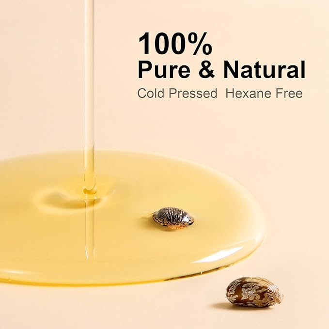 Yoken Castor Oil EWG Verified 4oz Glass Bottle - 100% Pure, Cold Pressed, Hexane Free, Virgin Caster Oils for Face, Eyelash, Eyebrow, Hair - with Lash Starter Kit & Empty Roller Ball Bottle