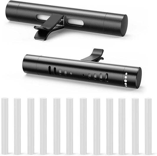 2pcs Car Perfume Diffuser With 12 Odorless Refill Sticks,Essential Oil Car Diffuser Suitablefor:Car,Bathroom,OfficeScenario,Cloakroom,Bedrooms,Birthday(Black)