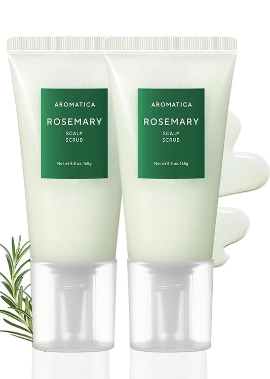 AROMATICA Rosemary Scalp Scrub (2 Pack) 5.82oz / 165g, Gift Set, Sulfate-Free, Silicone-Free, Vegan, Scalp Cleansing with Salt Granules, Invigorates and Exfoliates Scalp, Micro-Exfoliate