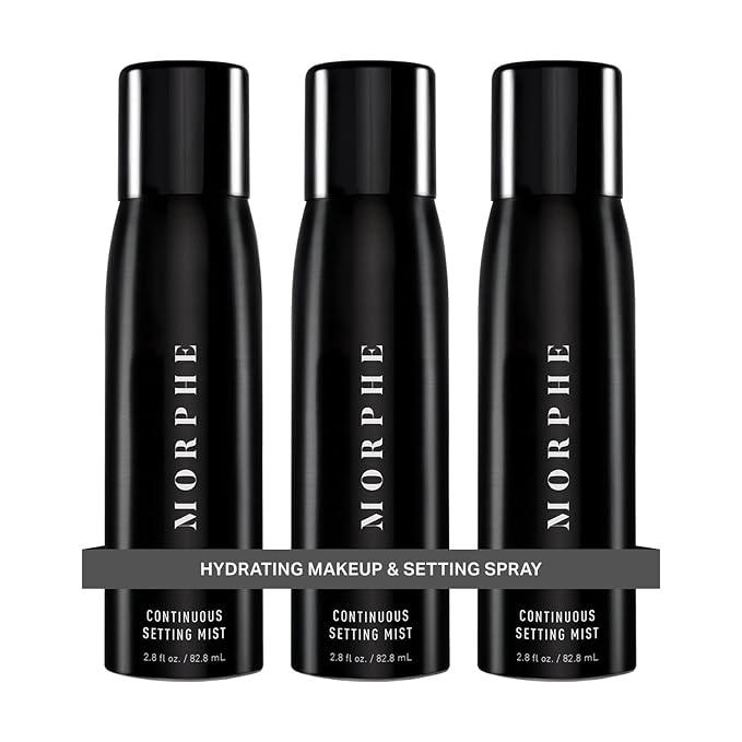 Morphe Continuous Setting Mist - Micro-Fine Makeup Setting Spray with a Natural Radiant Finish - Helps Makeup Resist Caking or Fading & Increases Wear of Foundation (3 Count, 2.8 fl oz)