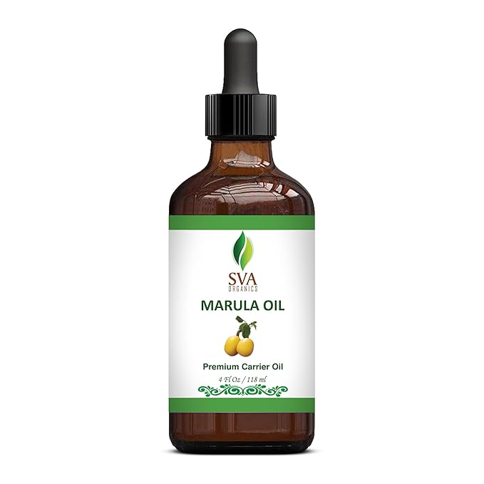 SVA Organic Marula Seed Oil - 4 Fl Oz - 100% Natural Cold Pressed Virgin Marula Oil Organic - for Face, Skin Care, Hair Care, Scalp Massage & Body Massage – Unrefined Carrier Oil with Dropper
