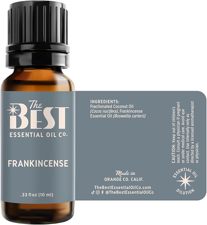 The Best Frankincense Essential Oil- Premium Grade- Diluted in Fractionated Coconut Oil for Aromatherapy, Spa, Massage- 10 ml (.33 fl oz)
