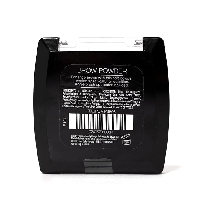 Palladio Brow Powder for Eyebrows, Soft and Natural Eyebrow Powder with Jojoba Oil & Shea Butter, Helps Enhance & Define Brows, Compact Size for Purse or Travel, Includes Applicator Brush, Taupe
