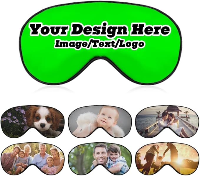 Custom Eye Mask Design Your Own Personalized Eye Shade Add Your Image Text Logo Light and Easy to Carry Effective Shadin Adjustable, Lime, 8.1"x4.1"