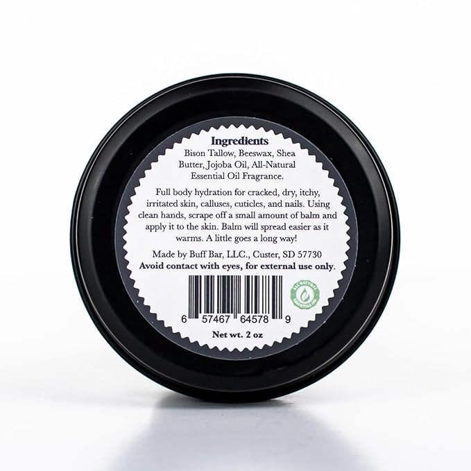 BUFF BAR Pure Bison Tallow Beard Balm - Jojoba Oil, Shea Butter, Beeswax, Clove Essential Oil, Leave in Conditioner, Condition, Strengthen, Nourish, Moisturize, Soften, and All Natural