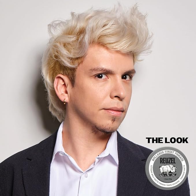 REUZEL Extreme Hold Matte Pomade, Strongest All Day Hold, Water Soluble Styling, No Shine & Flake Free, Easy To Wash Out, For and Hairstyles, 4 oz