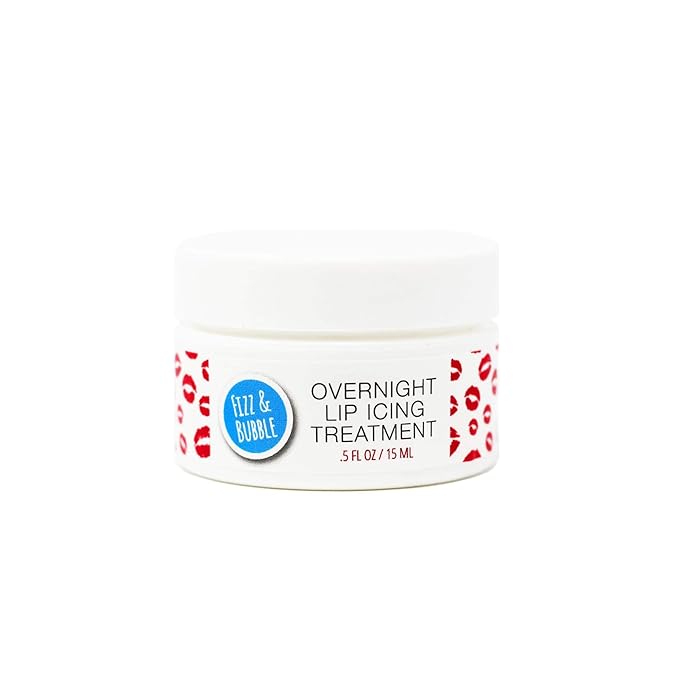 Fizz & Bubble Overnight Lip Icing Treatment with Vitamin E, Shea Butter, Hyaluronic Acid, Beeswax & More - Coconut & Peach - 0.5 Fl Oz