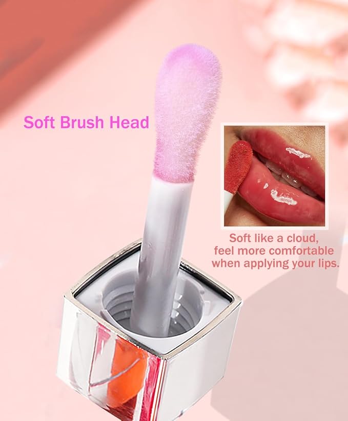 Plumping Lip Oil, Moisturizing Lip Glow Oil, Long Lasting Nourishing Lip Gloss Lip Balm, Non-sticky Transparent Toot Lip Oil Tinted for Lip Care and Dry Lip - Rosewood