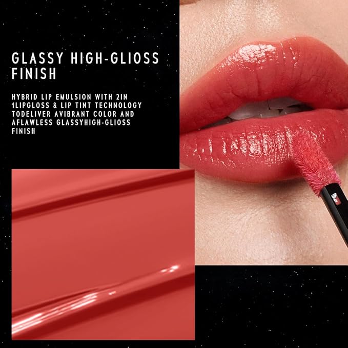 STELLAR DUST LIP STAIN-Long Lasting, Waterproof and Transferproof Lip Tint, Glossy Finish Lip Gloss, Lightweight Lipstick, High Coverage, Vivid Color (08)