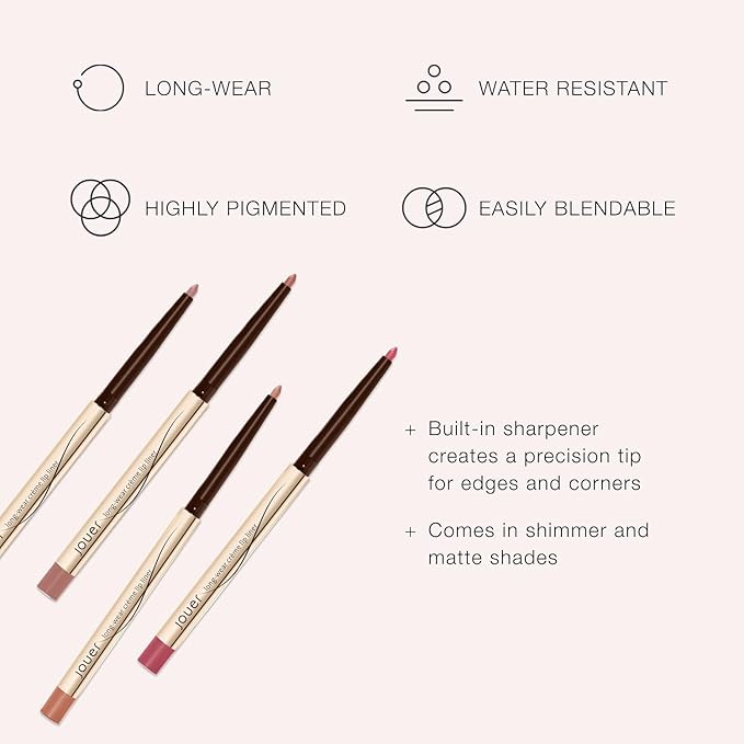 Jouer Long Wear Lip Liner - Metallic & Matte Lip Pencil - Water Resistant - Fast-Drying Formula - Hydrating Formula made with Vitamin E, Nude