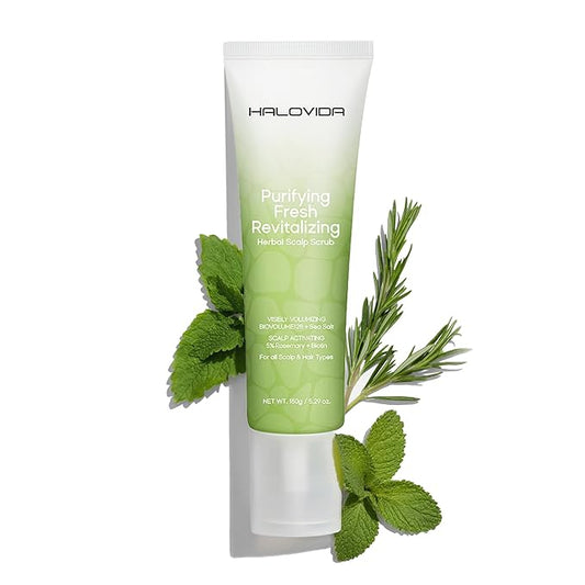 Sea Salt Rosemary & Mint Scalp Scrub, Clean Silicon Oil-Free, Itchy Relief Scalp Treatment for Dandruff, Gently Exfoliator Cruelty-Free, Relieves Dryness, Promotes Hair Growth