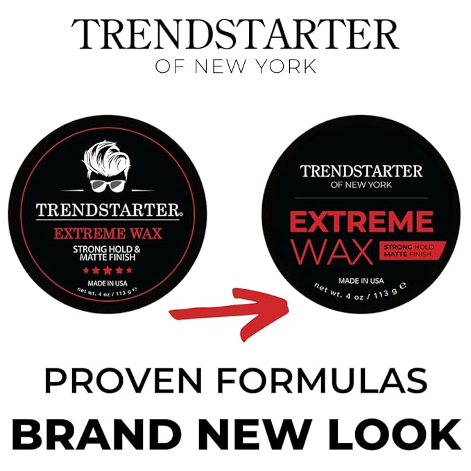 TRENDSTARTER - EXTREME (4oz) (PACK of 2) - Strong Matte Finish - Premium Water Based Flake-Free Styling Pomade for All Hair Types - All-Day Hold