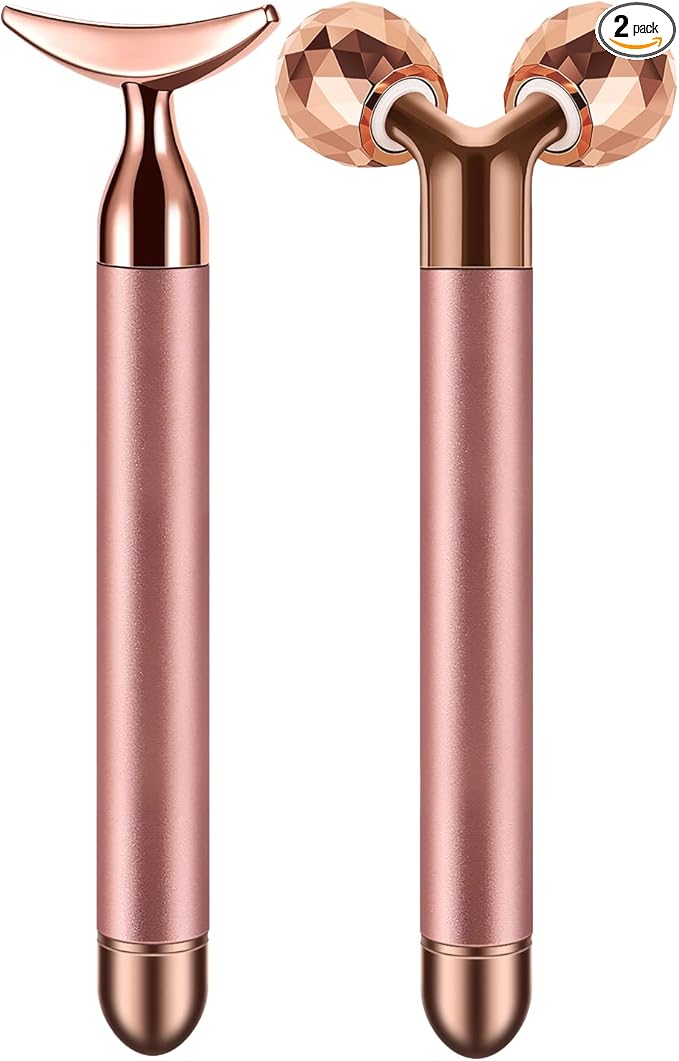 2-in-1 Face Massager Roller Electric Face Roller, 3D Roller and Crescent-Shape Face Massager Kit for Face Skin Care Tools