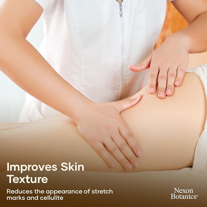 Anti-Cellulite Massage Oil for Massage Therapy 8 fl oz - Refreshing and Relaxing - Natural Oils with Vegan Collagen and Stem Cells - for Men and Women - Nexon Botanics