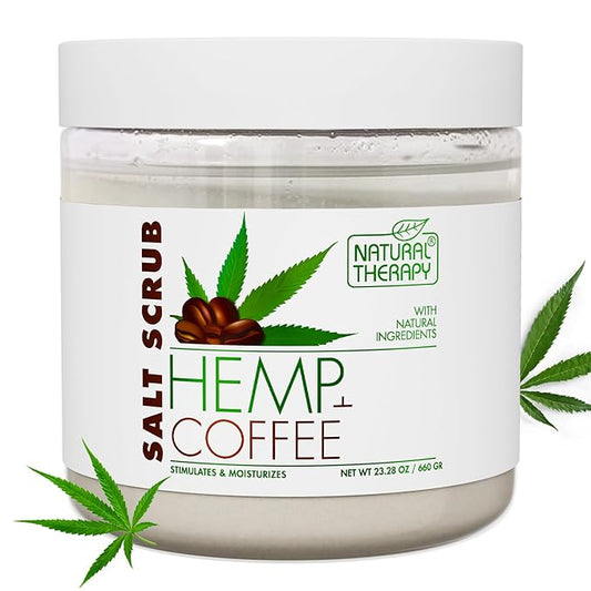 Natural Therapy Hemp & Coffee Salt Scrub – Exfoliating Body Scrub for Women – Moisturizing and Nourishing Skin – with Pure Oils and Dead Sea Minerals (23.28 Oz)