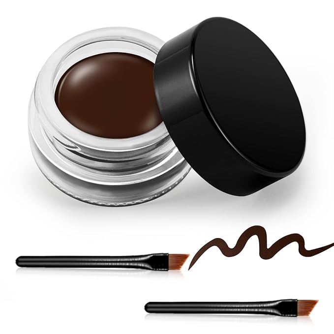 Erinde Brown Gel Eyeliner, Waterproof Cream Eyeliner Gel Pot, High-Intensity Pigments Long Lasting Smudge-Proof Eye Liner Eyebrow Makeup, Waterline Matte Eye Liner with 2PCS Brushes, 06 Brown