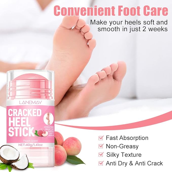 60% Urea Hydrating and Anti-Cracking Foot Cream, Foot Therapy Balm, Moisturising and Relieves Cracking and Dryness Foot Cream, Dry Cracked Heels and Feet Women Men (Peach, 1.4 Ounce)