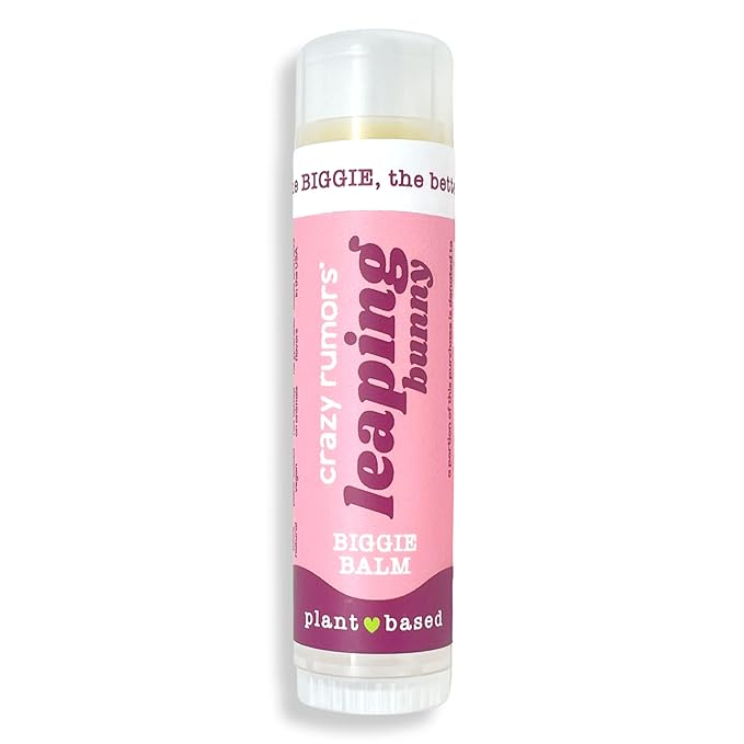 Crazy Rumors Biggie Leaping Bunny Flavored All Natural, Plant Based Lip Balm to Moisturize and Nourish your Lips - Leaping Bunny tube 0.6 oz (4x Larger than standard 0.15 oz lip balm)