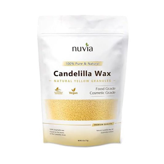 Candelilla Wax 100% Pure & Natural, Vegan - Vegetable Wax; Food & Cosmetic Grade, Granule Form; 4 oz by Nuvia Organics
