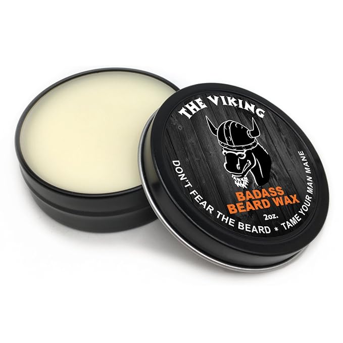Badass Beard Care Beard Wax For Men - The Viking, 2 oz - Softens Beard Hair, Leaves Your Beard Looking and Feeling More Dense