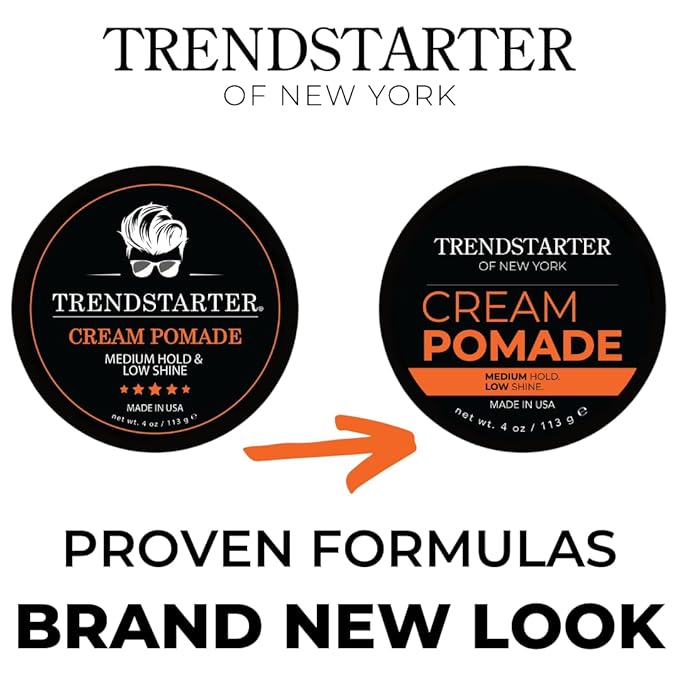 TRENDSTARTER - CREAM POMADE (4oz) - Medium Hold - Low Shine - Water-Based All-Day Hold Premium Hair Styling Pomade Putty Products