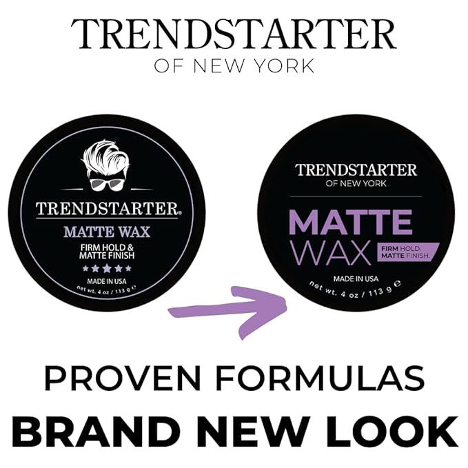 TRENDSTARTER - MATTE WAX (4oz) - Firm Hold - Matte Finish - Premium Water Based All-Day Hold Hair Styling Pomade – Flake-Free Styling Wax for All Hair Types