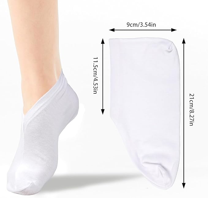 BLMHTWO 4 Pairs Moisturizing Socks, Overnight Foot Care, For Dry Cracked Feet, White Cotton