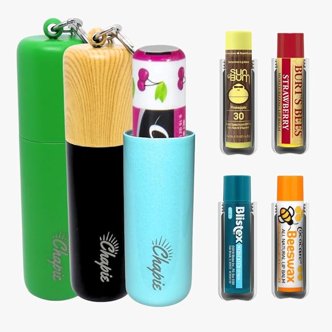 OG | Vacuum Insulated Lip Balm Keychain Holder, Prevents Melting & Messes | 3-Pack (Island)