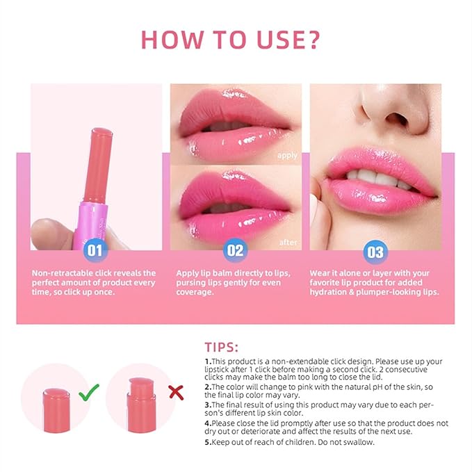 MAEPEOR Tinted Lip Balm 6 Colors Moisturizing Lip Balm Hydrating Changing Lip Gloss for Lip Care and Dry Lip (04 Kiwifruit)