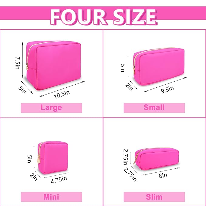 Mini Makeup Pouch for Purse, Small Cosmetic Bag Pouch Nylon Travel Toiletry Organizers for Women Girls, Cute Zipper Pouch Coin Purse Preppy Storage Bag for School Work(Mini-Bubblegum)