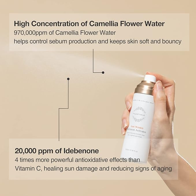 ReGenon Activator – Antioxidant Ampoule Mist with Camellia Flower Water, Oat Seed Extract, Lecithin & Oxygen, Hydrating & Brightening Toner Mist. 3.38 fl.oz (100ml)