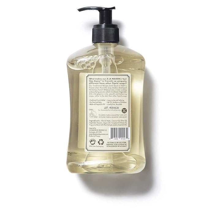 A LA MAISON French Liquid Hand Soap, Almond - Natural Hand Wash Made with Essential Oils - Biodegradable, Plant-Based, Vegan, Cruelty-Free, Alcohol & Paraben Free (16.9 oz, 3 Pack)