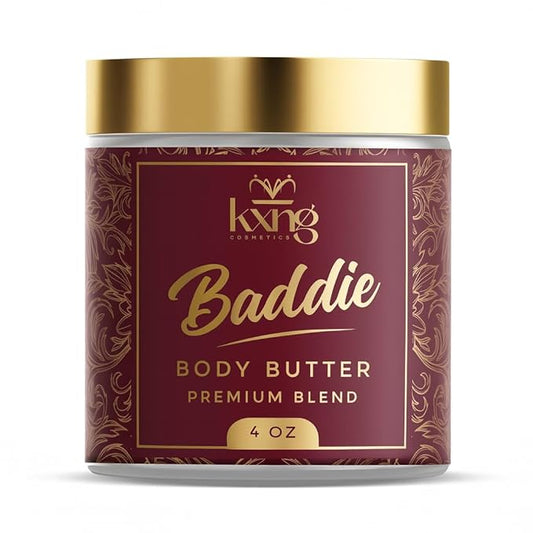 KXNG Cosmetics, Body Butter, Organic Skin Care for Men and Women, Body Moisturizer Lotions and Creams, Raw Shea Butter, Cocoa Butter, Mango, Coconut Oil, Hand, Foot, All Skin Types (Baddie)