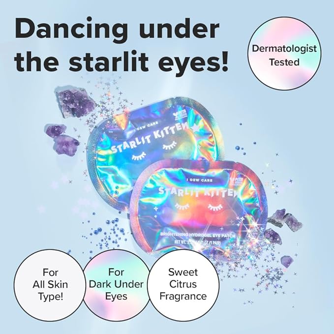 I DEW CARE Hydrogel Eye Patch - Starlit Kitten | Korean Under Eye Patches for dark circles and puffy eyes, Smooths Puffy Eyes, Eye wrinkle patches, Dermatologically Tested, (5 EA)