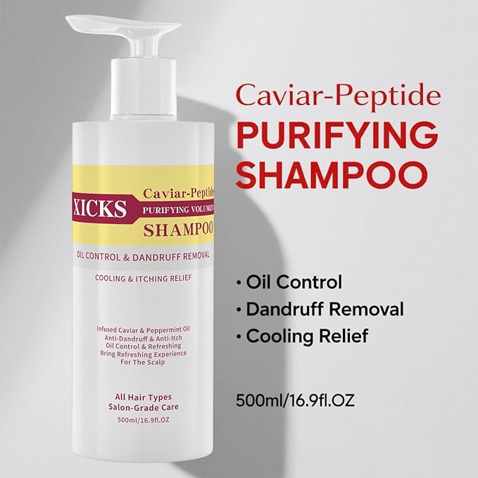 Professional Hair Treatment Set with Caviar Peptide Volumizing Shampoo, Maca Collagen Repair Mask and Maca Essence Oil -Dandruff Treatment，Controls Oil, Soothes Scalp for Dry Damaged All Hair Types