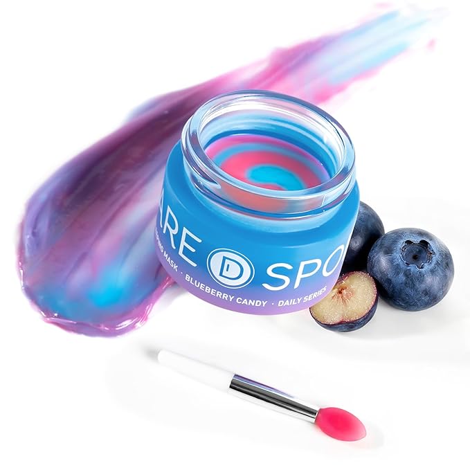 Lip Sleeping Mask Blueberry Candy - Cute Lip Mask Overnight, Long-Lasting Moisturizer to Treatment, Hydration, Repair for Dry Cracked Lips - 0.42 Fl Oz