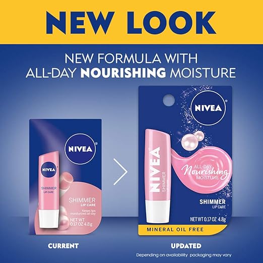 NIVEA Shimmer Lip Care - Pearly Shimmer for Chapped Lips, Moisturize All Day - .17 oz. Stick