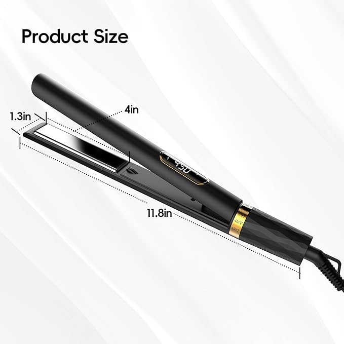 Nicebay Hair Straightener and Curler Fast Heating Titanium Iron with 5 Temp Settings and Negative Ion Technology, Travel-Friendly