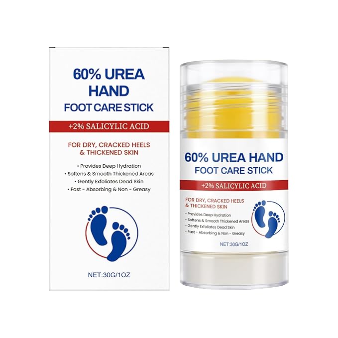 60% Urea Cream with 2% Salicylic Acid Foot Balm, Portable Hand Cream, Foot Cream for Dry Cracked Heels and Feet Hand, Urea Heel Care Stick Callus Remover & Skin Softener, 1oz*2