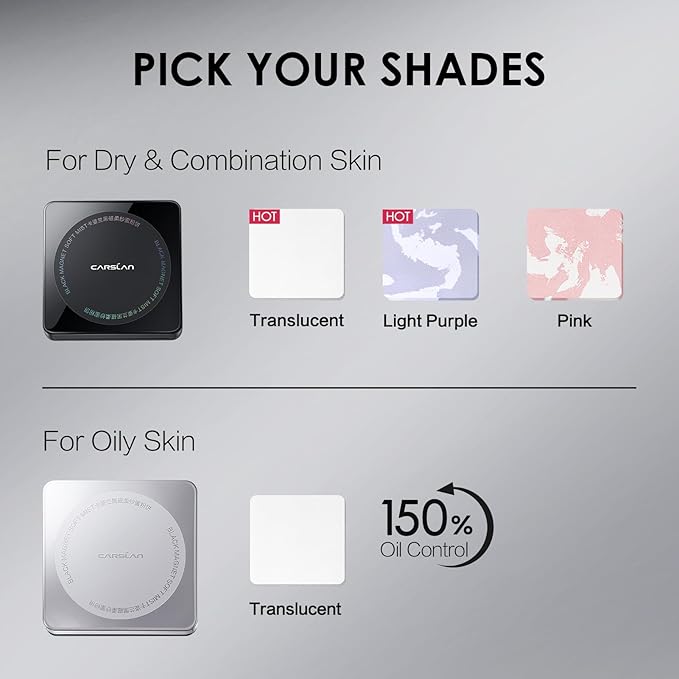 Waterproof Face Pressed Powder Compact, 24H Longlasting Oil Control Pressed Setting Powder Talc-Free Makeup, Shine Free, Poreless, Smooth, 03 Light Purple for dry&com skin (0.28Oz)