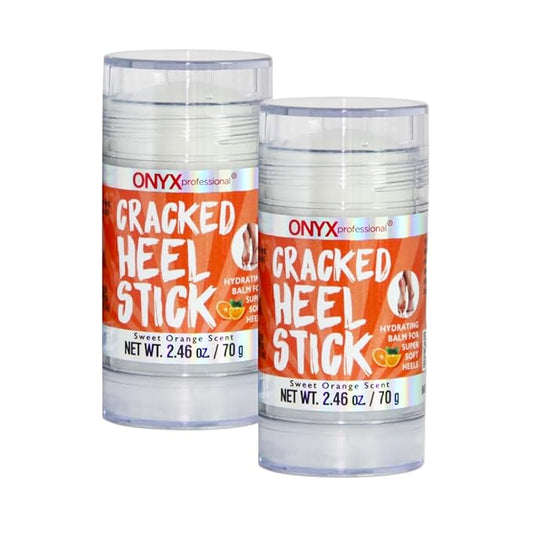 Onyx Professional Cracked Heel Repair Balm Stick for Dry Cracked Feet Treatment, Orange Scent, 2 pack - Moisturizing Foot Balm, Rolls On, No Mess Like Foot Cream or Foot Lotion, Heel Treatment