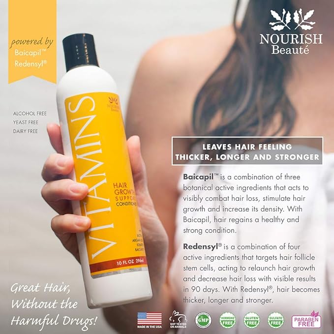 Nourish Beaute Vitamins Conditioner for Hair Loss that Promotes Hair Regrowth, Volume and Thickening with Biotin, DHT Blockers, Antioxidants, Oils and Extracts For Men and Women, Conditioner, 1 Pack