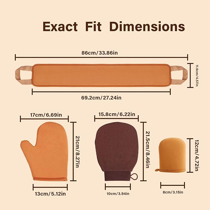 4 in 1 Self Tanning Mitts Self Tanner Mitt Applicator Kit,Self Tanning Mitt Applicator Kit With Self Tanning Glove,Back Tanning Applicator, Mini Tan Mit, Exfoliating Mitt